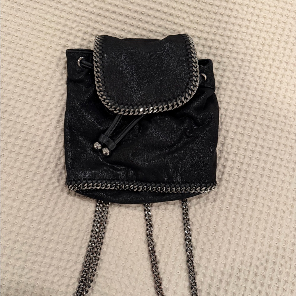 Stella McCartney Black Backpack with Chain Detail